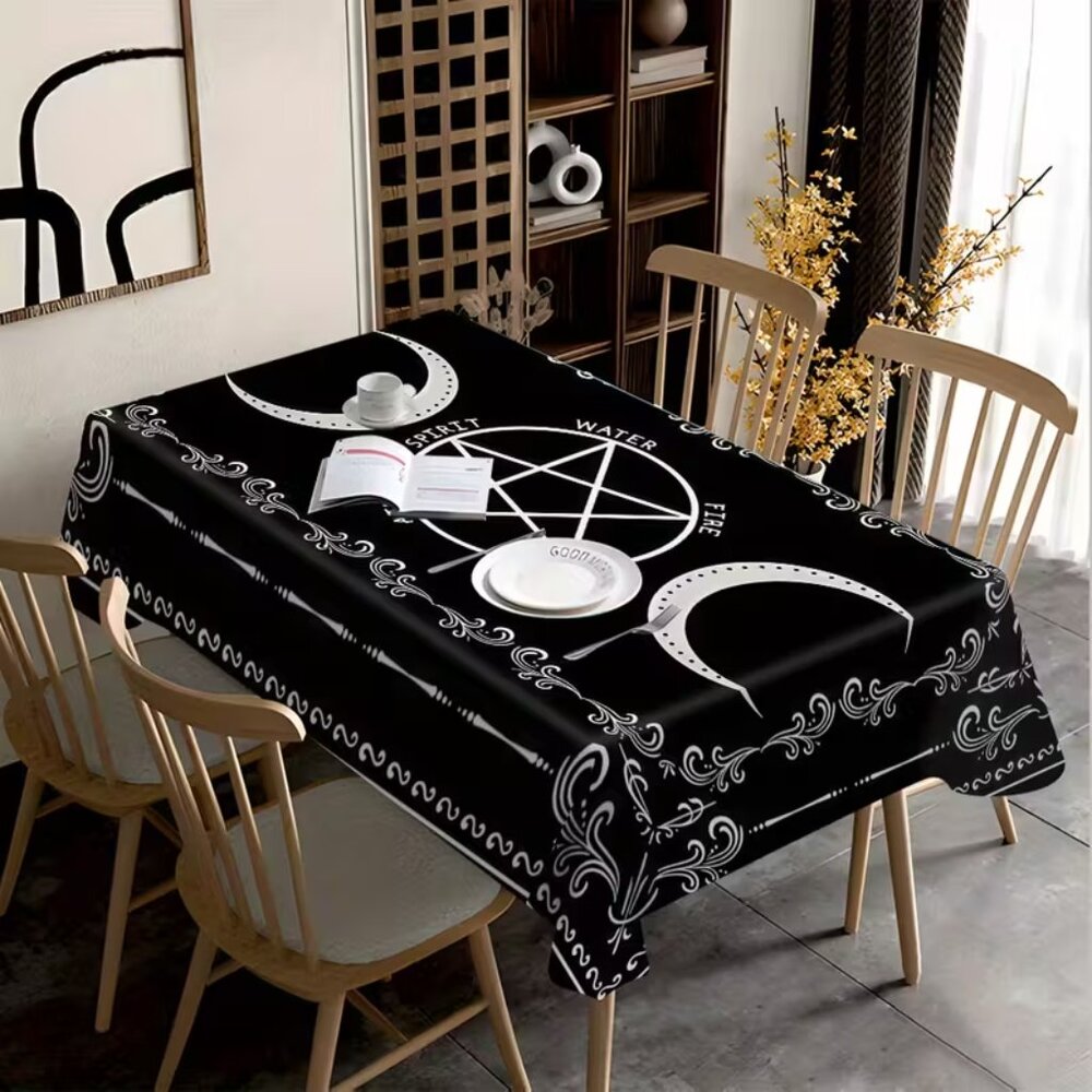 {NEW} Rectangular Gothic Polyester Tablecloth Black - Picture 4 of 4